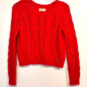 Hollister Cable Knit Red Sweater M